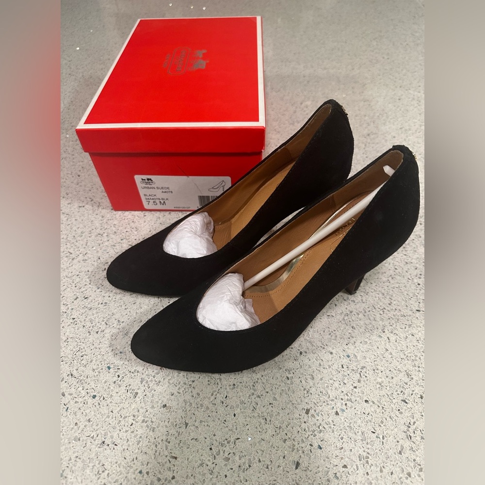 Coach Black Urban Suede Heels 7.5